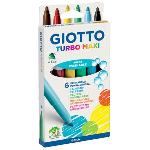 Marcadores de punta gruesa de fieltro Giotto Turbo Maxi x 6. Lavable. ABC Librería y Juguetería. Tu mejor aliado.