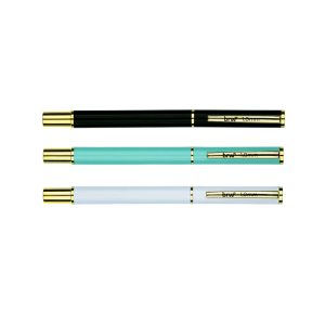 Bolígrafos metálico BRW de 1mm negro. Diseño en tonos pasteles con detalles en dorado. ABC Librería y juguetería.