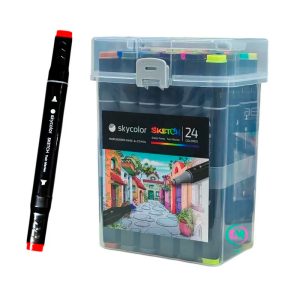 Marcadores Skycolor Sketch Artista Doble Punta X 24 Colores en ABC Librería artística, escolar, comercial, técnica.
