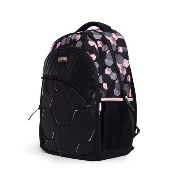 MOCHILA ZAPHIR FÚTBOL NEGRO Y ROSA en ABC Librería y Juguetería