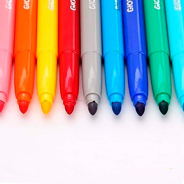Muestra de marcadores de punta gruesa de fieltro. Lavable. Giotto Turbo Maxi x 10 Colores. ABC Librería y juguetería.
