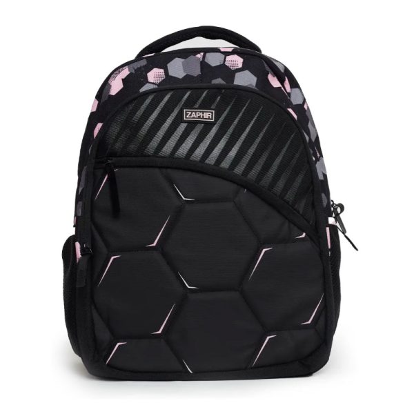 Frente MOCHILA ZAPHIR FÚTBOL NEGRO Y ROSA en ABC Librería y Juguetería