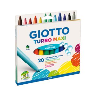 Marcadores de punta gruesa de fieltro. Lavable. Giotto Turbo Maxi x 20 Colores. ABC Librería y juguetería.