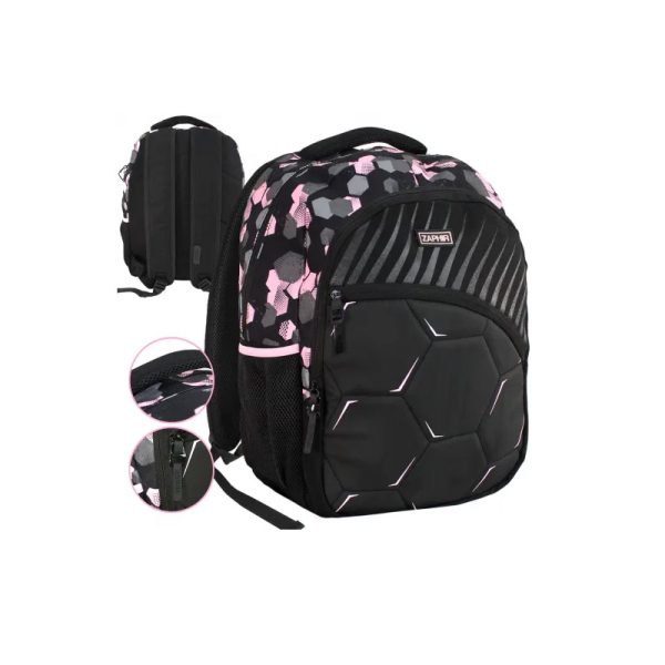 MOCHILA ZAPHIR FÚTBOL NEGRO Y ROSA en ABC Librería y Juguetería