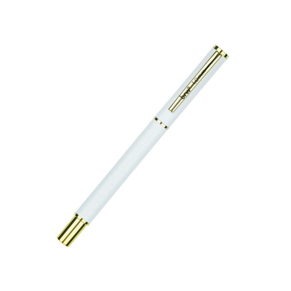 Bolígrafo metálico BRW de 1mm blanco. Diseño en tonos pasteles con detalles en dorado. ABC Librería y juguetería.