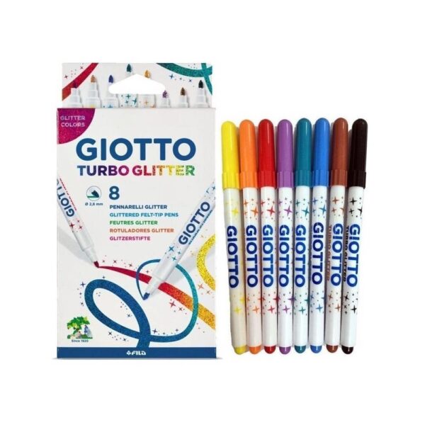 8 marcadores Giotto Turbo Glitter Colors ABC Librería y Juguetería digital