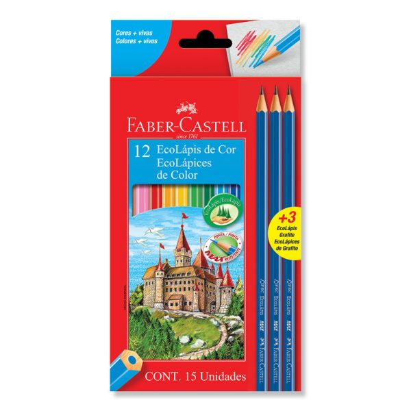 Ecolápices de color x 12 unidades + 3 ecolápices de grafito Faber-Castell en ABC Librería y juguetería