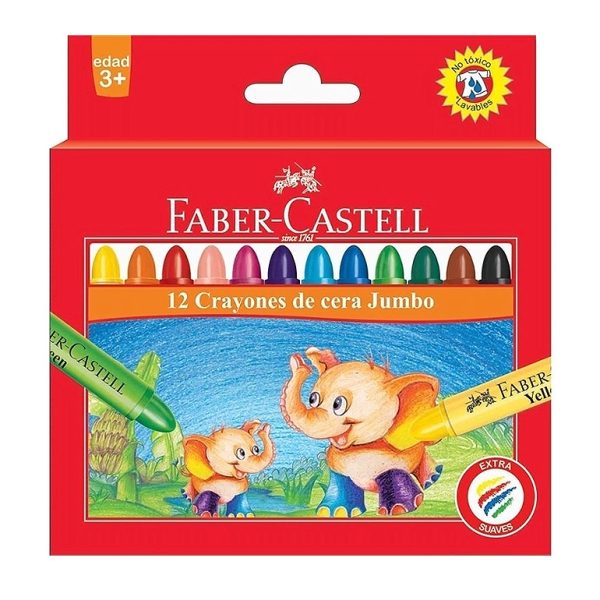 12 crayones de cera Jumbo Faber-Castell en ABC Librería y juguetería Rosario