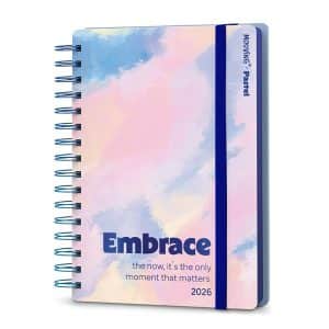 Agenda Mooving 15x21 Espiralada Pastel 2026. Modelo "Embrace", Semana a la vista, en ABC Librería y juguetería.