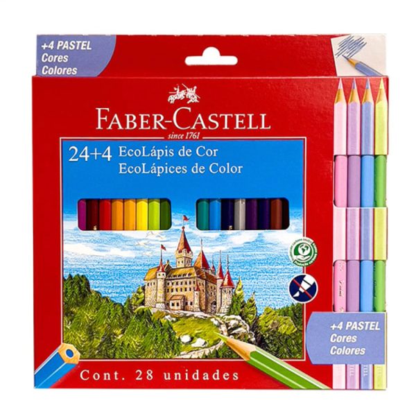 24 ecolapices de color + 4 tonos pastel Faber-Castell en ABC Librería y juguetería