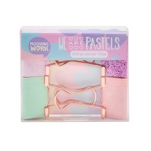 Aprietapapeles Mooving Work pastel glitter en ABC Librería y Juguetería