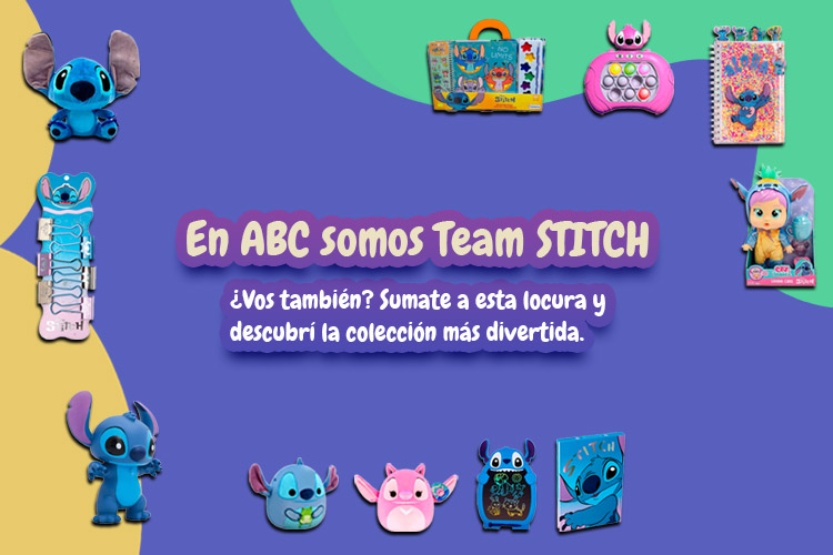 Banner en ABC Librería y Juguetería somos Team Stitch
