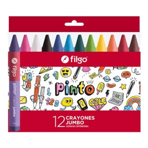 Crayones de cera Filgo Jumbo Pinto. Colores brillantes x 12 unidades en ABC Librería y juguetería.