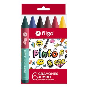 Crayones de cera Filgo Jumbo Pinto. Colores brillantes x 6 unidades en ABC Librería y juguetería.