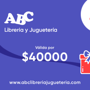 Gift Card. Tarjeta de regalo válida por $40000 en ABC Librería y Juguetería