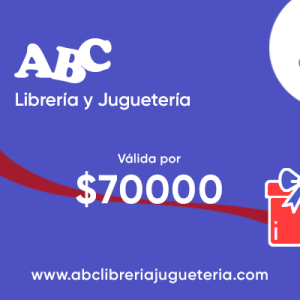 Gift Card. Tarjeta de regalo válida por $70000 en ABC Librería y Juguetería