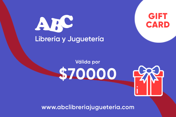 Gift Card. Tarjeta de regalo válida por $70000 en ABC Librería y Juguetería