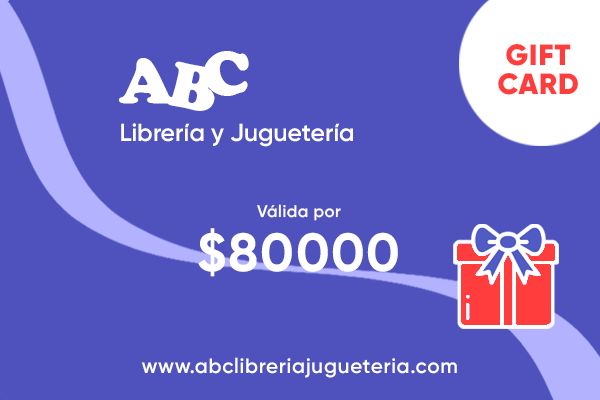 Gift Card. Tarjeta de regalo válida por $80000 en ABC Librería y Juguetería