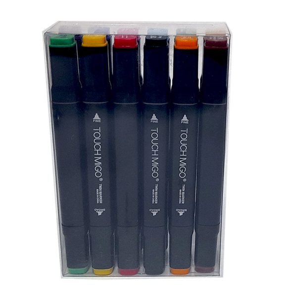 Set de 12 marcadores Touch Migo con doble punta, biselada y fina, en ABC Librería y juguetería.