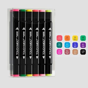 Set de 12 marcadores Touch Migo con doble punta, biselada y fina, en ABC Librería y juguetería.