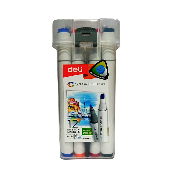 Marcadores doble punta Sketch Markers Deli Color Emotion con tinta a base de alcohol. 12 rotuladores multicolor. 3 Marcadores doble punta Deli Color Emotion. tinta a base de alcohol, 12 rotuladores multicolor en ABC Librería y Juguetería