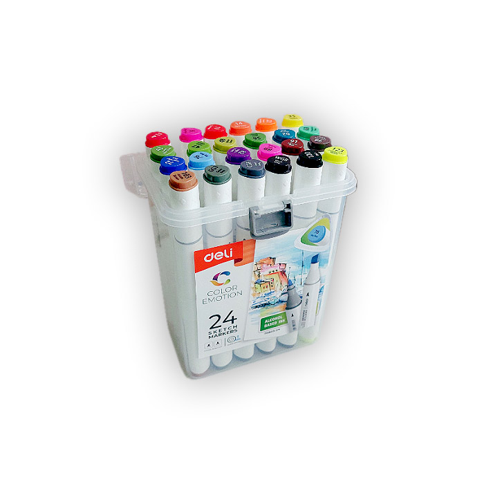 Marcadores doble punta Deli Color Emotion. tinta a base de alcohol, 24 rotuladores multicolor en ABC Librería y Juguetería