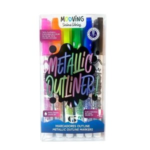 Marcadores Mooving metálico brillo con contorno x 6 colores en ABC Librería y juguetería