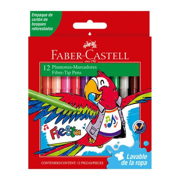 Plumones marcadores con punta de fibra Faber-Castell Fiesta en ABC Librería y juguetería