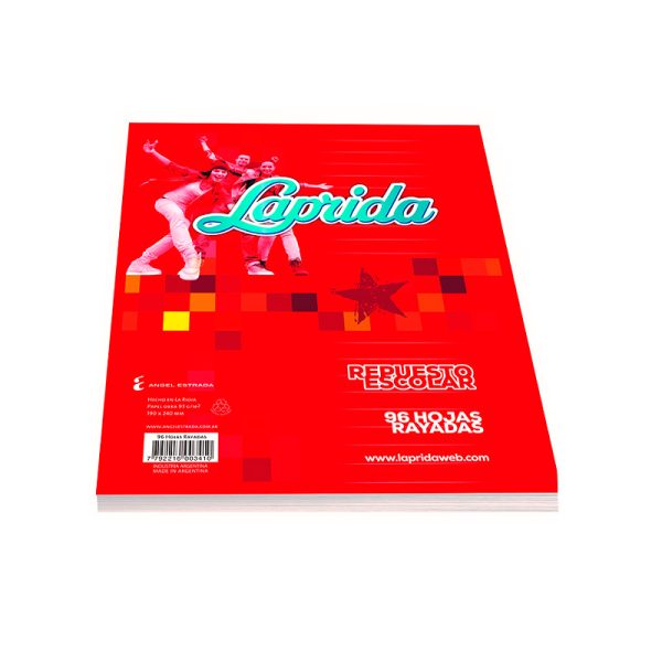 Repuesto escolar Laprida 96 hojas rayadas. Tamaño carta. Papel blanco Mate en ABC Librería y Juguetería