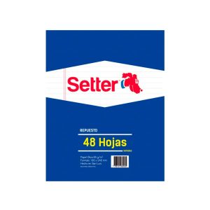 Repuesto escolar Setter 48 hojas papel obra 65 grs. rayadas en ABC Librería y Juguetería