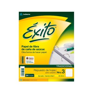 Repuesto escolar Éxito 24 hojas Rayadas Sin banda. Tamaño carta. Papel extra blanco en ABC Librería Juguetería