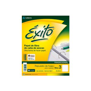 Repuesto escolar Éxito 96 hojas cuadriculadas. Tamaño carta. Papel extra blanco en ABC Librería Juguetería