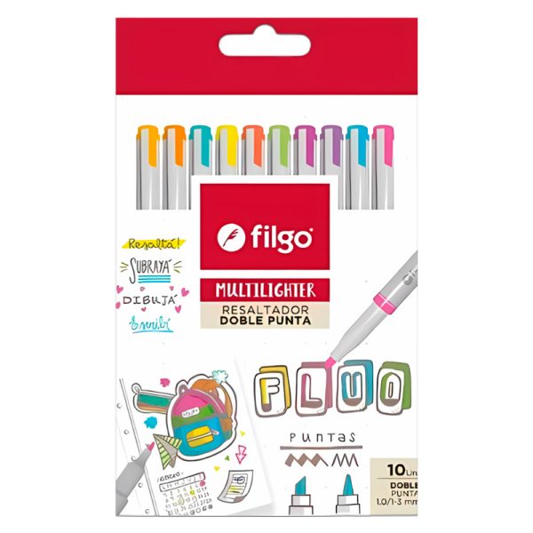 Resaltador Filgo Multi lighter Fluo doble punta x 10 en ABC Librería y Juguetería