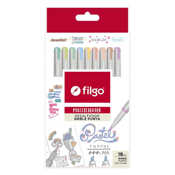 Resaltador Filgo Multi lighter Pastel doble punta x 10 en ABC Librería y Juguetería