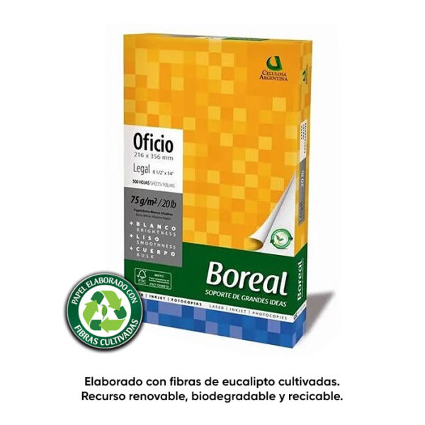 Resma Boreal Oficio 75 gramos en ABC Librería Juguetería