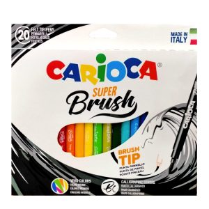 Rotuladores con punta pincel Carioca Super-Brush lettering. Caja con 20 colores vibrantes en ABC Librería y juguetería.